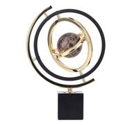XIAOMAGG Statua in metallo nero e oro, Scultura a forma di globo con ornamenti decorativi astratti e artistici moderni, adatta per l'ufficio, il soggiorno, la decorazione di eventi e la libreria