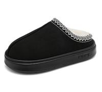 XIAOMAIDAM Pantofole da donna in pelle scamosciata, con plateau, per interni ed esterni, con fodera sfocata, suola rigida, Nero, 7-8