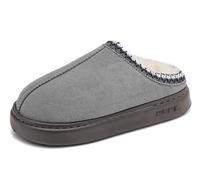 XIAOMAIDAM Pantofole da donna in pelle scamosciata, con plateau, per interni ed esterni, con fodera sfocata, suola rigida, Grigio, 7-8 US