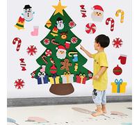 XIAOMAOMAO Albero di Natale in Feltro, Decorazione da Parete per Capodanno, Albero di Natale in Feltro Fai da Te con 26 Decorazioni Rimovibili