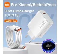 Xiaomi 90W Caricatore Turbo Carica Rapida Adattatore EU US 6A Tipo C Cavo Xiaomi 14 15 Ultra Redmi Nota 15 14 13 12 Pro Poco X7 Pro X6