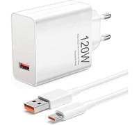 Xiaomi - Caricabatterie sostitutivo, 120 Watt per Xiaomi 15 14T 13T 12T 11T Pro/Ultra,Redmi Note 14 13 12 Pro + 5G, caricatore rapido USB Power Charger con cavo di ricarica 6A tipo C da 2 m