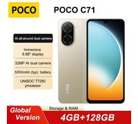 Xiaomi POCO C71 Smartphone Versione Globale 4GB+128GB, Capacità Batteria 5200mAh, Ricarica Rapida 15W, Processore UNISOC T7250, Display Dot Drop da 6,88 pollici con Refresh Rate fino a 120Hz, Fotocame