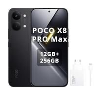 XIAOMI Poco X8 Pro Max Smartphone 12 GB + 256 GB, processore Dimensity 9500s, batteria 8500 mAh, display AMOLED ultra luminoso, fotocamera principale 50 MP Light Fusion 600 con OIS, nero, caricatore