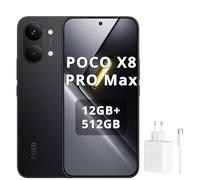 XIAOMI Poco X8 Pro Max Smartphone 12 GB + 512 GB, processore Dimensity 9500s, batteria 8500 mAh, display AMOLED ultra luminoso, fotocamera principale 50 MP Light Fusion 600 con OIS, nero, caricatore