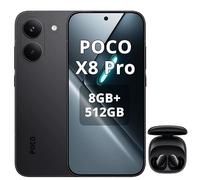 XIAOMI POCO X8 Pro Smartphone 12+512GB,processore Dimensity 8500-Ultra,batteria da 6500 mAh,sensore Sony IMX882 da 50 MP con OIS,fotocamera da 50 MP,Nero,incluso cuffie smart incluse Nero