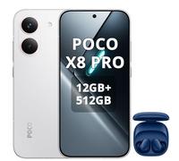 XIAOMI POCO X8 Pro Smartphone 12+512GB,processore Dimensity 8500-Ultra,batteria da 6500 mAh,sensore Sony IMX882 da 50 MP con OIS,fotocamera da 50 MP,Bianco,incluso cuffie smart incluse Blu