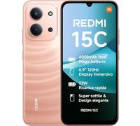 Xiaomi Redmi 15C, Smartphone 4+256GB, Display 6,9" 120Hz, 7,99mm, MediaTek Helio G81-Ultra, Dual camera da 50MP, Mega batteria da 6000mAh, Garanzia 2 anni, Arancione, Caricabatterie non incluso