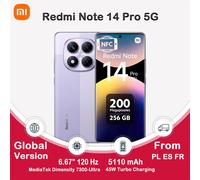 Xiaomi Redmi Note 14 Pro 5G UE 12GB RAM + 256GB ROM Smartphone 6,67 pollici 120Hz 200MP 5110mAh Batteria 45W, nero (con caricabatteria)