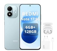 XIAOMI Redmi Note 17 5G, Smartphone 6+ 128 GB, batteria massiccia da 7700 mAh, IP65, fotocamera da 50 MP, display AMOLED da 6,99", Sky Teal, incluso caricabatterie da 67 W, cuffie