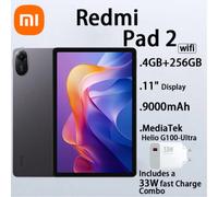 Xiaomi Redmi Pad 2, Tablet Android, Versione WIFI, 4 GB + 256 GB, 11 pollici, risoluzione 2,5K, display Crystal Clear Advanced Helio G100-Ultra, batteria da 9.000 mAh, caricabatterie da 33W incluso