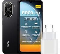 XIAOMI Smartphone Poco C71, 4+128GO, 6.88", Android 15, Display IPS LCD 120Hz, Nero, 600 nits, Processore Unisoc T7250, con caricabatterie, senza NFC