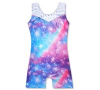 XiaoMoSha Body da ginnastica per ragazze colore sfumato Sparkle Dance Body senza maniche per ragazze Athletic Ballet Dancewear per bambini dai 3 ai 14 anni, Bordeaux, 5-6 Anni