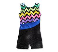 XiaoMoSha Body da Ginnastica per Ragazze Dance Unitards Ribbon Sparkle Body Senza Maniche per Bambini, Onda, 7-8 Anni