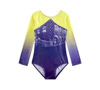 XiaoMoSha Ginnastica Leotards per Ragazze Danza Manica lunga Leotard Sparkle Ballet Dancewear per Bambine 2-14 Anni,Stampe viola,2-3 Anni