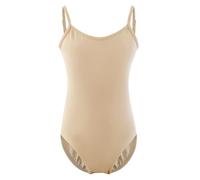 XiaoMoSha Ragazze ginnastica body canottiera per danza classica, senza cuciture body abbigliamento danza per bambini, cinghie regolabili,Nude,9-10 Years