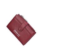 xiaopang 1PCS Portafoglio donna con cerniera corta Morbida pelle PU Porta carte con bottoni multipli Cambia(Red)