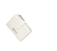 xiaopang 1PCS Portafoglio donna con cerniera corta Morbida pelle PU Porta carte con bottoni multipli Cambia(Creamy-white)