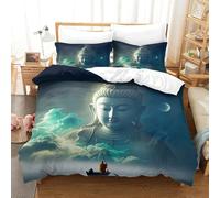 XiaopangXY Buddha Statue Biancheria Da Letto King(220x240cm) Morbida Microfibra Set Copripiumino, Confortevole Lavabile Shakyamuni Set Di Biancheria Da Letto