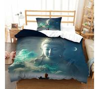 XiaopangXY Buddha Statue Single(135x200cm) Set Copripiumino, Traspirante Set Di Biancheria Da Letto Calore Shakyamuni Biancheria Da Letto Aiuto Per Il Sonno