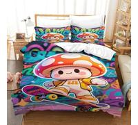 XiaopangXY Cartoon Mushroom Boy Set Di Biancheria Da Letto Double（200x200cm）, Microfibra Biancheria Da Letto, Calore Graffiti Set Copripiumino Finezza Morbida