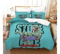 XiaopangXY Cartoon T-Rex Biancheria Da Letto, Chiusura A Cerniera Set Copripiumino Morbida Microfibra Calore Dinosauro Skate Club Set Di Biancheria Da Letto Double（200x200cm）