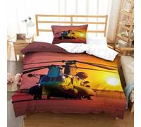 XiaopangXY Chinook Under The Sunset Single（135x200cm） Set Copripiumino, Traspirante Set Di Biancheria Da Letto Calore Elicottero militare Biancheria Da Letto Aiuto Per Il Sonno