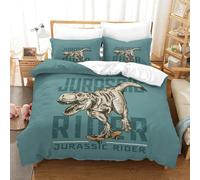 XiaopangXY Lavabile Cartoon T-Rex Biancheria Da Letto Double（200x200cm）, Dinosauro Skate Club Set Copripiumino Per Adulti E Bambini, Soft Microfiber Set Di Biancheria Da Letto
