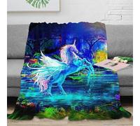 XiaopangXY Unicorno Coperta Pile Matrimoniale, Coperta Divano Riscaldante E Morbida, Divano Letto Sngolo in Morbido Flanella Pelosa, Copriletto Singolo 40x50inch(100x130cm) Con Mythical Horse