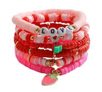 XIAOQENAN Bracciale Argilloso Morbido Con Lettera D'amore E Fascino Del Cuore Alla Fragola Regolabile Gioielli Fatti A Mano Braccialette Morbida Argilla Morbida Argilla