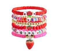 XIAOQENAN Bracciale Argilloso Morbido Con Lettera D'amore E Fascino Del Cuore Alla Fragola Regolabile Gioielli Fatti A Mano Braccialette Morbida Argilla Morbida Argilla