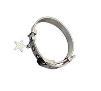 XIAOQENAN Braccialetto da polso versatile regolabile con ciondolo a forma di stella, in acciaio e pelle, impilabile, per coppie e individui, Misura unica, come descritto