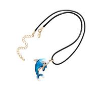XIAOQENAN Collana alla moda con ciondolo a forma di delfino con animali marini, lunghezza regolabile, gioiello girocollo per tutti i giorni e per feste, collana ipoallergenica