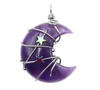 XIAOQENAN Collana con ciondolo a mezzaluna e mezzaluna in cristallo, con ciondolo a forma di luna e stella, gioielli in pietra naturale per donne uniche, One Size, come descritto, come descritto