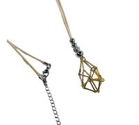 XIAOQENAN Collana con ciondolo a rete con supporto in cristallo per pietre preziose naturali e cristalli, catena regolabile per feste, collana a gabbia di cristallo, Gold-color, come descritto, come