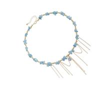 XIAOQENAN Collana con perline di cristallo bicolore con design a cuore diviso in lunghezza regolabile catena alla clavicola girocollo elegante per le donne leggera collana con nappe a strati