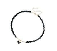 XIAOQENAN Collana con strass a tema amore con perline di vetro di alta qualità versatile catena clavicola per abiti casual o formali Collana con perline di vetro fatta a mano, One Size, come descritto