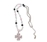 XIAOQENAN Collana di perle a strati con quattro quadrifogli ciondolo perline di colore multiplo gioielli in lega robusta per tutti i giorni elegante fascino unico trifogli disegni collana