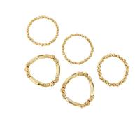 XIAOQENAN Confezione da 5 eleganti braccialetti in lega di perline argento gioielli in oro per donne regalo o personali utilizzare accessori da sposa scintillante metallo perline braccio Candy, One