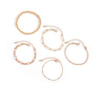 XIAOQENAN Confezione da 5 eleganti braccialetti in lega di perline argento gioielli in oro per donne regalo o personali utilizzare accessori da sposa scintillante metallo perline braccio Candy, One
