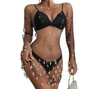 XIAOQENAN Elegante Hollow Out Collana Body With Diamonds And Pearls Abbellimenti Accessorio Per Le Donne Eleganti Signore Tails Uso Spiaggia Club, S, Come descritto, come descritto