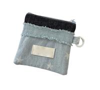 XIAOQENAN Portafoglio per carte accattivante per le donne Portamonete portatile con cerniere sicure Tessuto pratico Uso quotidiano Carino Patchwork Card Holder Portafoglio, Stelle Azzurre, Bellezza di