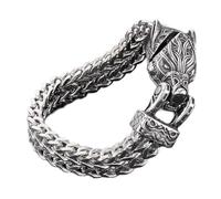 XIAOQENAN Punk Wolf/Snake/Hawks Bracciale per Uomo Catena a Maglia Gotica Gioiello Bracciale Animali Distintivo Mitologia Nordic Accessorio Bracciale Rock, One Size, Come descritto