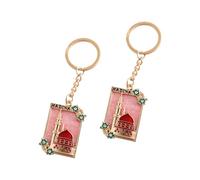 XIAOQENAN Set portachiavi in lega di zinco con moschea Eid Decor portatile souvenir religioso casa auto benedizione vacanze moschea portachiavi a forma di moschea per i musulmani, Rosso 2, Taglia