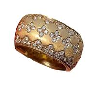 XIAOQENAN Shimmering Cubic Zirconia Clovers Wide Wedding Band Rings Vintage Inspired Jewelry Accessories For Women Italian Retro Four Leaf Clovers, One Size, come descritto, come descritto