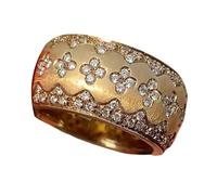 XIAOQENAN Shimmering Cubic Zirconia Clovers Wide Wedding Band Rings Vintage Inspired Jewelry Accessories For Women Italian Retro Four Leaf Clovers, One Size, come descritto, come descritto