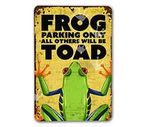 XIAOQIU Independence Day Frog Parking Only Sign | Rana segno | Divertente rana segno decorazione da parete retrò arte latta segno divertente decorazioni per casa bar pub cafe fattoria regalo