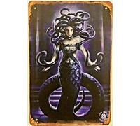 XIAOQIU Targa in latta vintage Retor Medusa mitologia greca ali mostro serpenti velenosi capelli decorazione da parete in alluminio novità cartello per garage e casa bar club fattoria negozio uomo