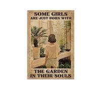 XIAOQIU Targa vintage in alluminio con scritta in inglese "Some Girls are Just Born with The Garden in Their Souls" (lingua italiana non garantita), decorazione da parete per cucina, casa, caffè, 20,3