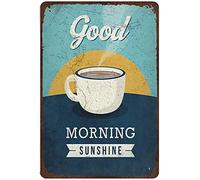 XIAOQIU Targa vintage in latta con scritta "Good Morning Sunshine", decorazione da parete vintage, per casa, cucina, bar, bar, grotta, dimensioni 20,3 x 30,5 cm